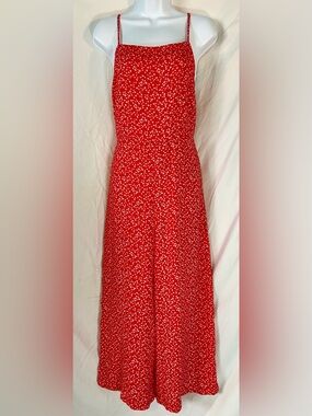 Wild Fable Red, White Floral Cut Out Wide Leg Jumpsuit, Size S